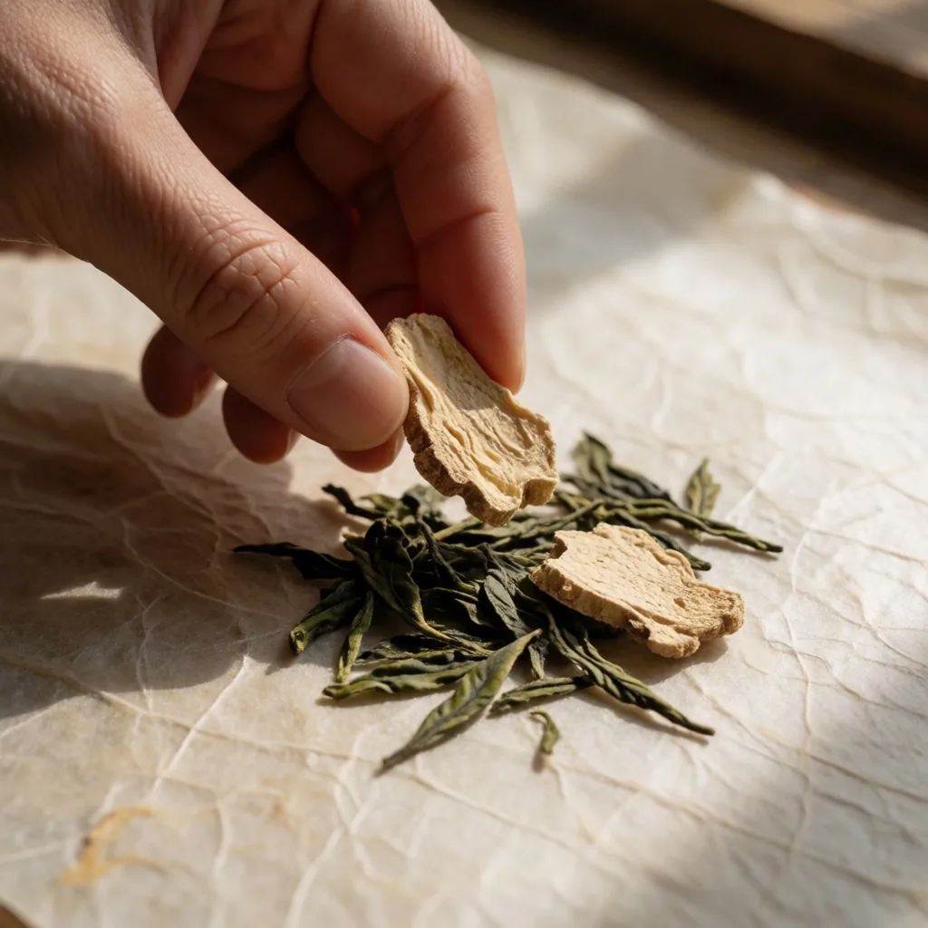 Assortment of dried Indonesian botanical ingredients arranged on paper